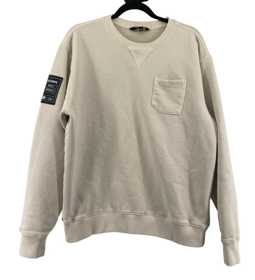 Legends Sweatshirt Mens Medium Cream Cotton Pullover USA Made Gym